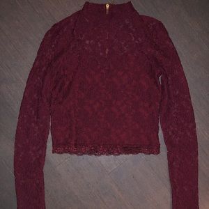 Material Girl Tops - Red Lace Crop Material Girl Tops - Red Lace Crop